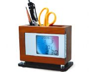 木制七彩時(shí)鐘筆筒