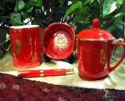 中國紅瓷-毛主席詩詞四件套